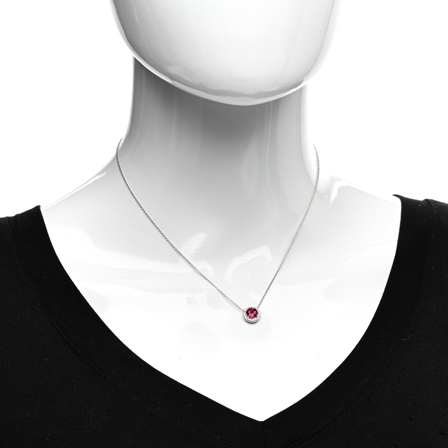 Tiffany Platinum Diamond Pink Tourmaline Soleste Pendant Necklace 2 of 5