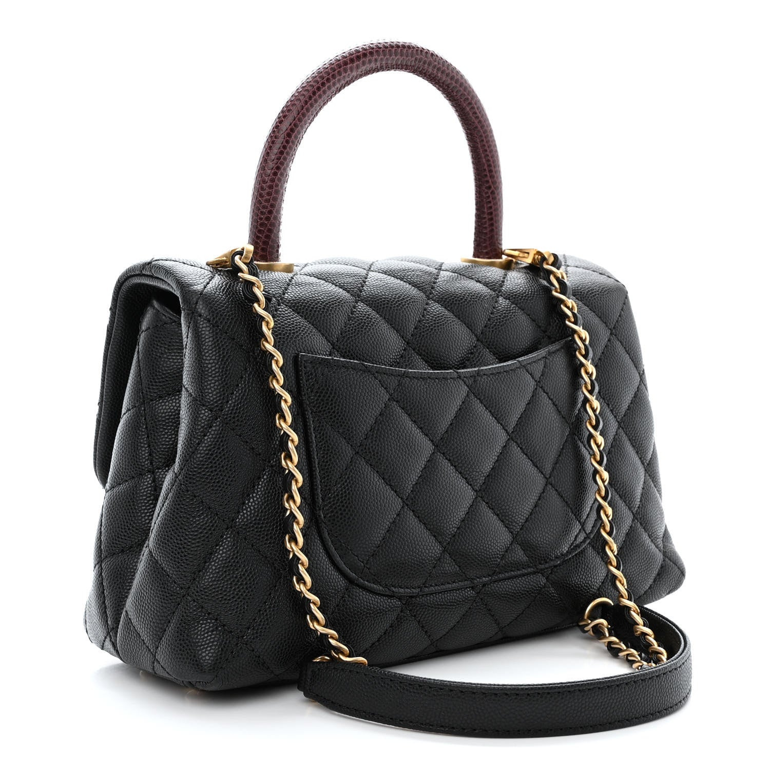 Chanel Caviar Lizard Quilted Mini Coco Handle Flap Black 3 of 10