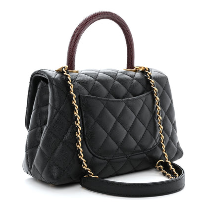 Chanel Caviar Lizard Quilted Mini Coco Handle Flap Black 3 of 10