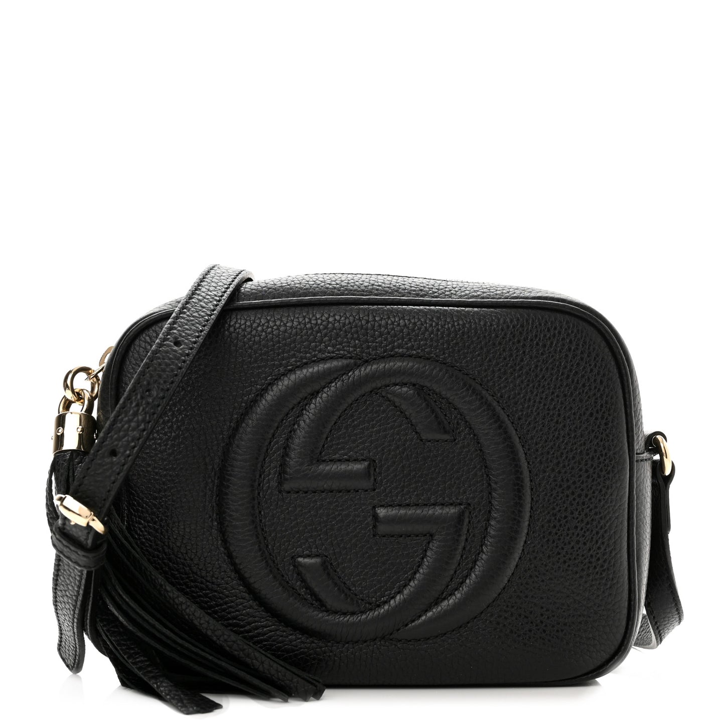 Pebbled Calfskin Small Soho Disco Bag Black