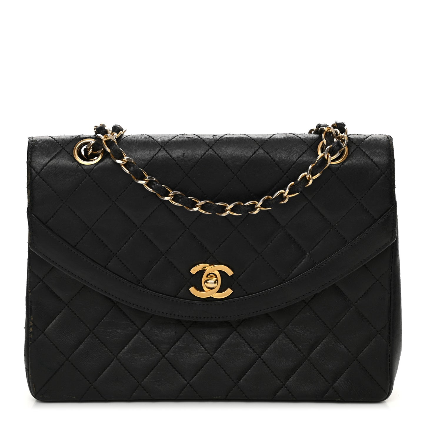 Lambskin Quilted Medium Single Flap Black