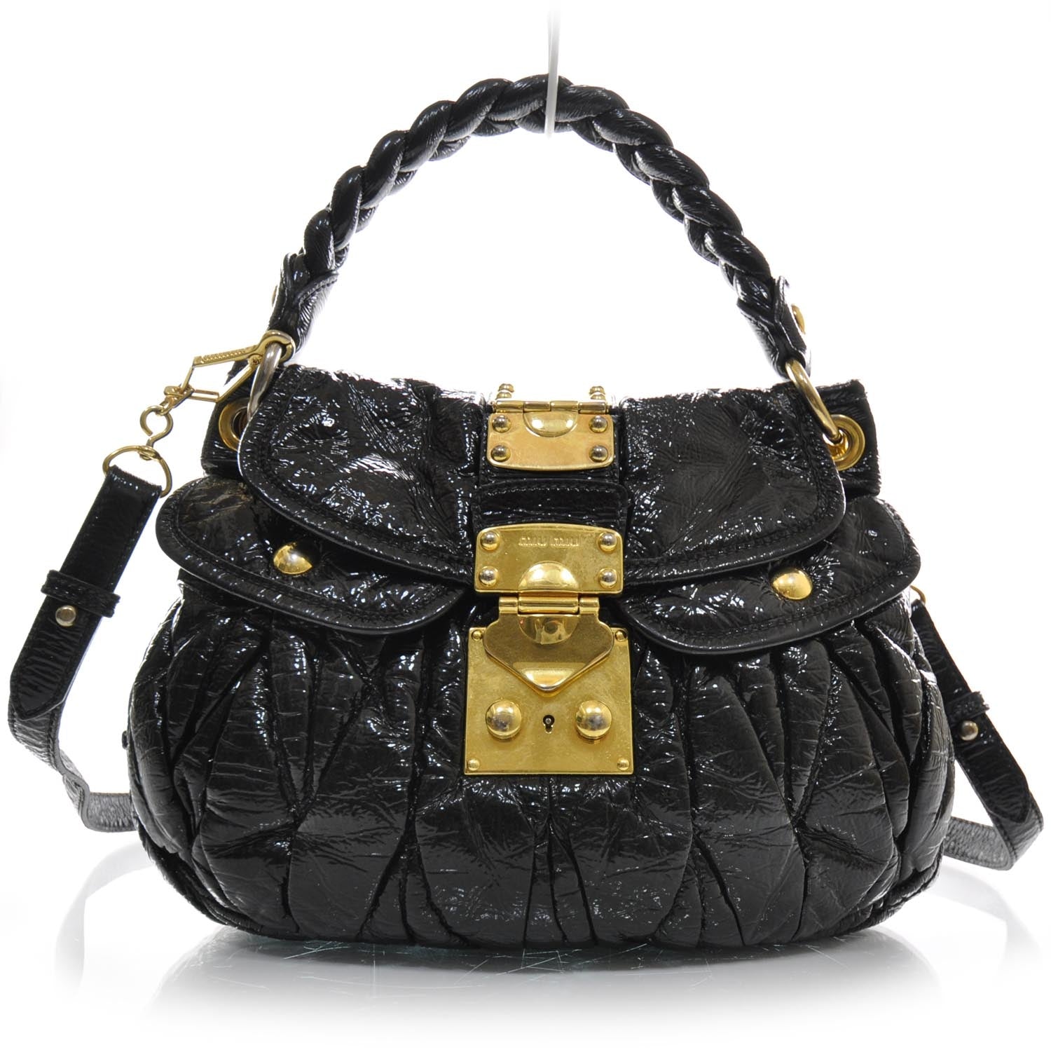 Miu Miu Patent Leather Small Matelasse Coffer Black 1 of 9