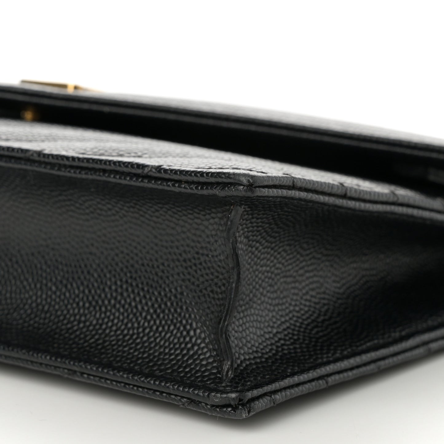 Grain De Poudre Matelasse Chevron Monogram Envelope Chain Wallet Black