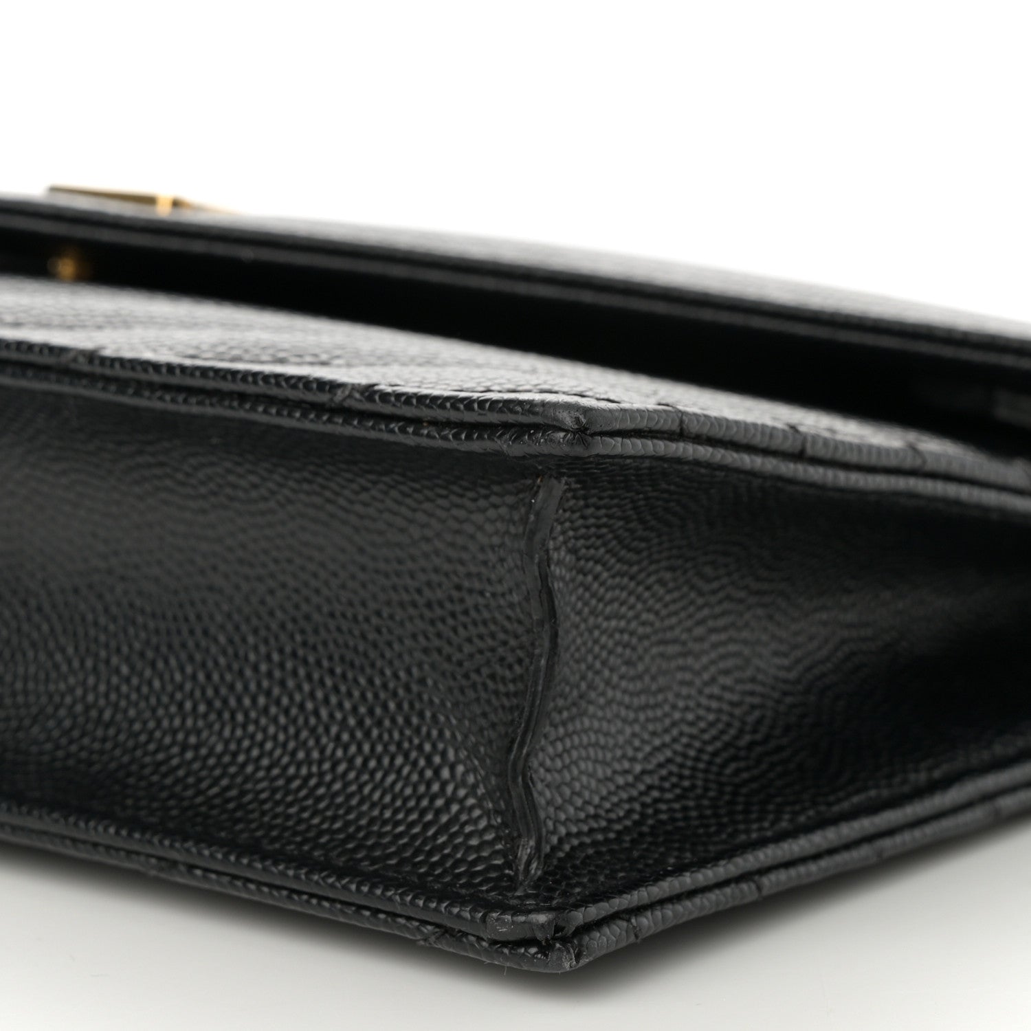 Saint Laurent Grain De Poudre Matelasse Chevron Monogram Envelope Chain Wallet Black 10 of 14
