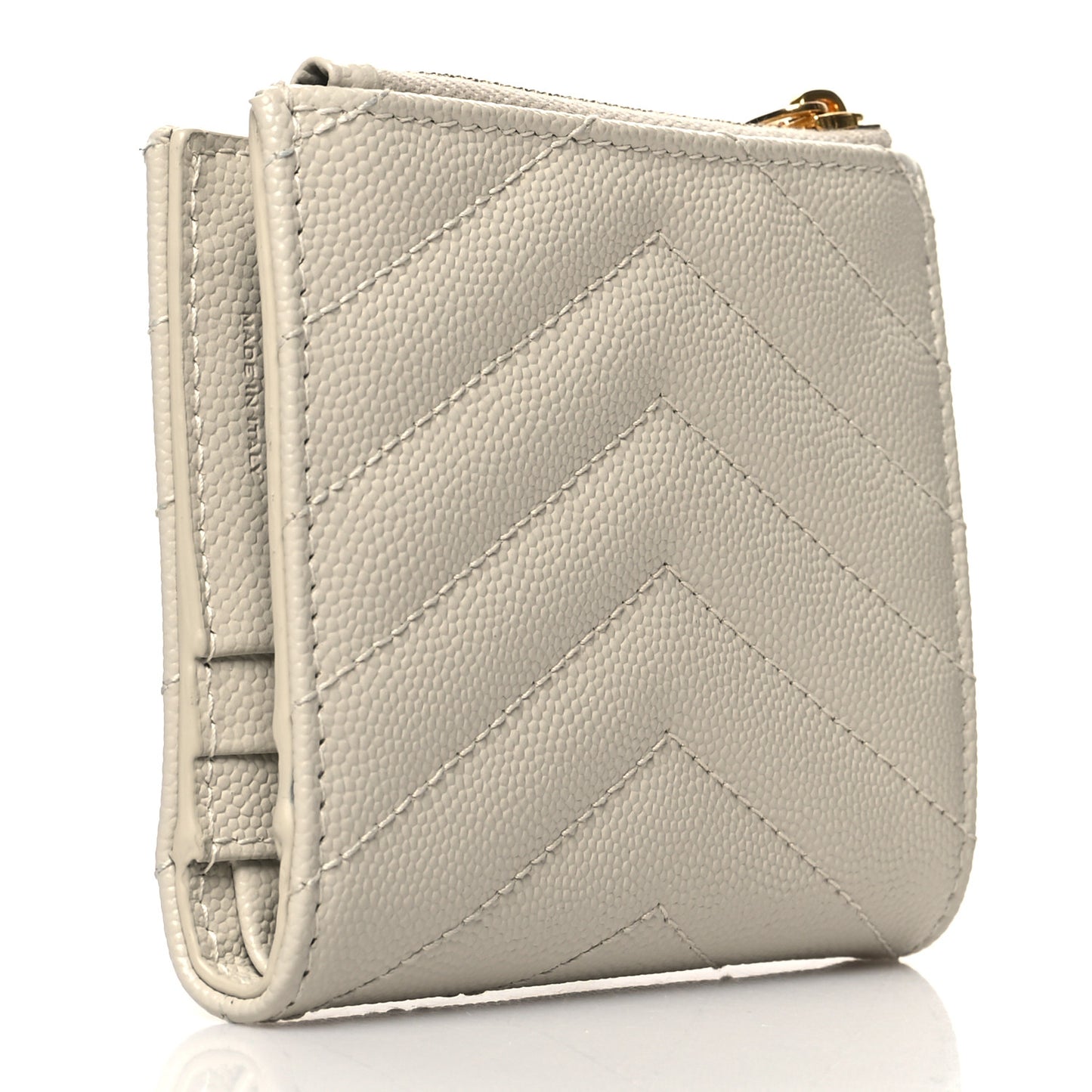 Grain De Poudre Matelasse Chevron Monogram Zipped Card Case Crema Soft