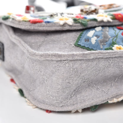 Chanel Felt Embroidered Small Crest Austrian Satchel Light Grey 8 of 9