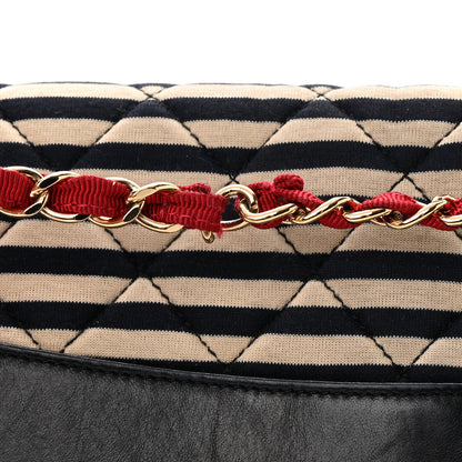 Chanel Jersey Quilted Jumbo Coco Sailor Flap Navy White Red 16 of 24
