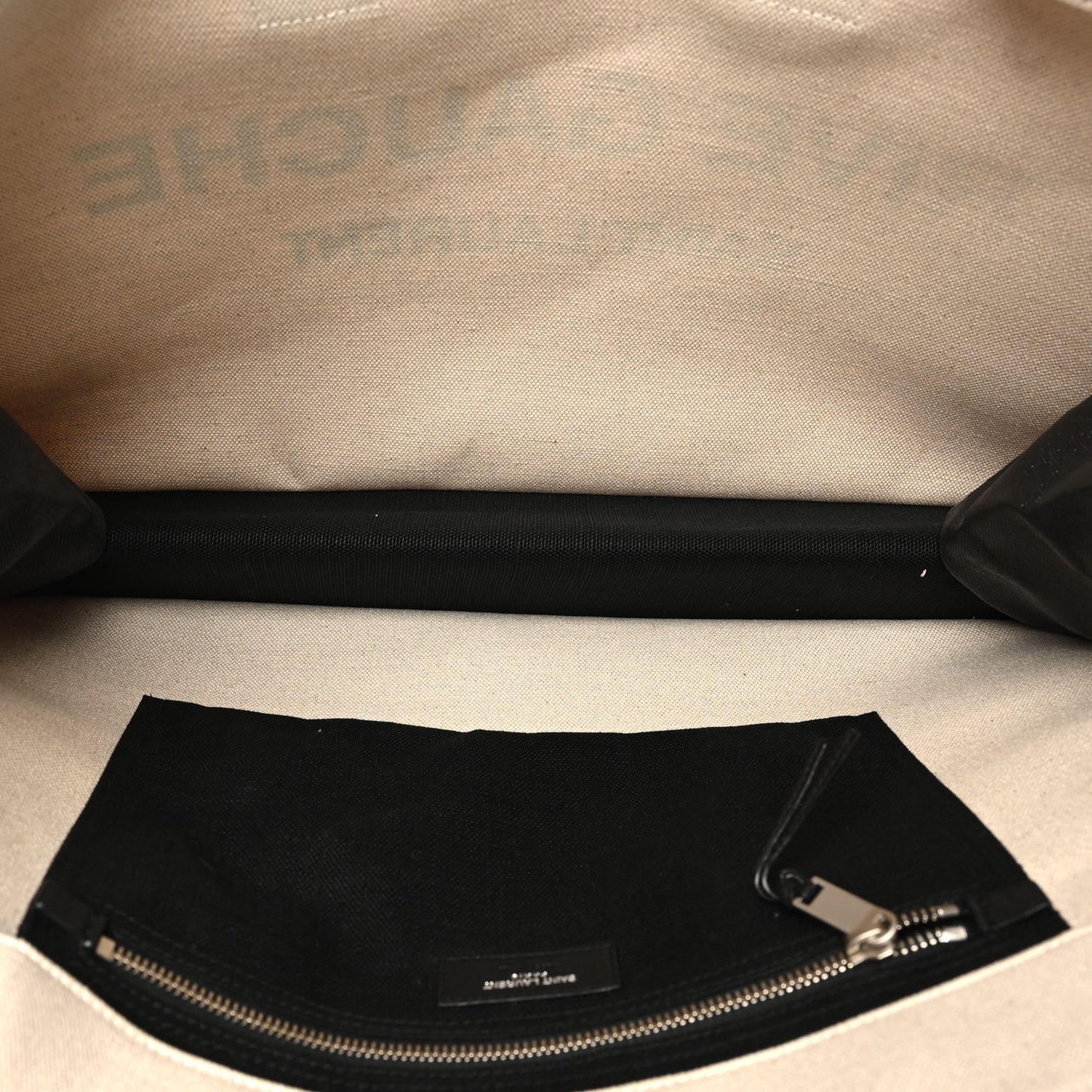 Linen Calfskin Rive Gauche Tote White Black