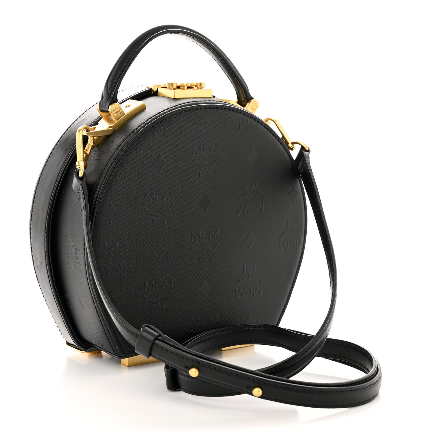 Monogram Coated Canvas Berlin Studded Hat Box Crossbody Black