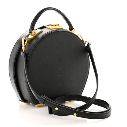 MCM Monogram Coated Canvas Berlin Studded Hat Box Crossbody Black 3 of 9