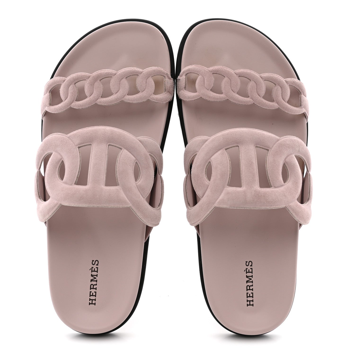 Hermes Suede Goatskin Extra Sandals 38.5 Rose Porcelain 2 of 11