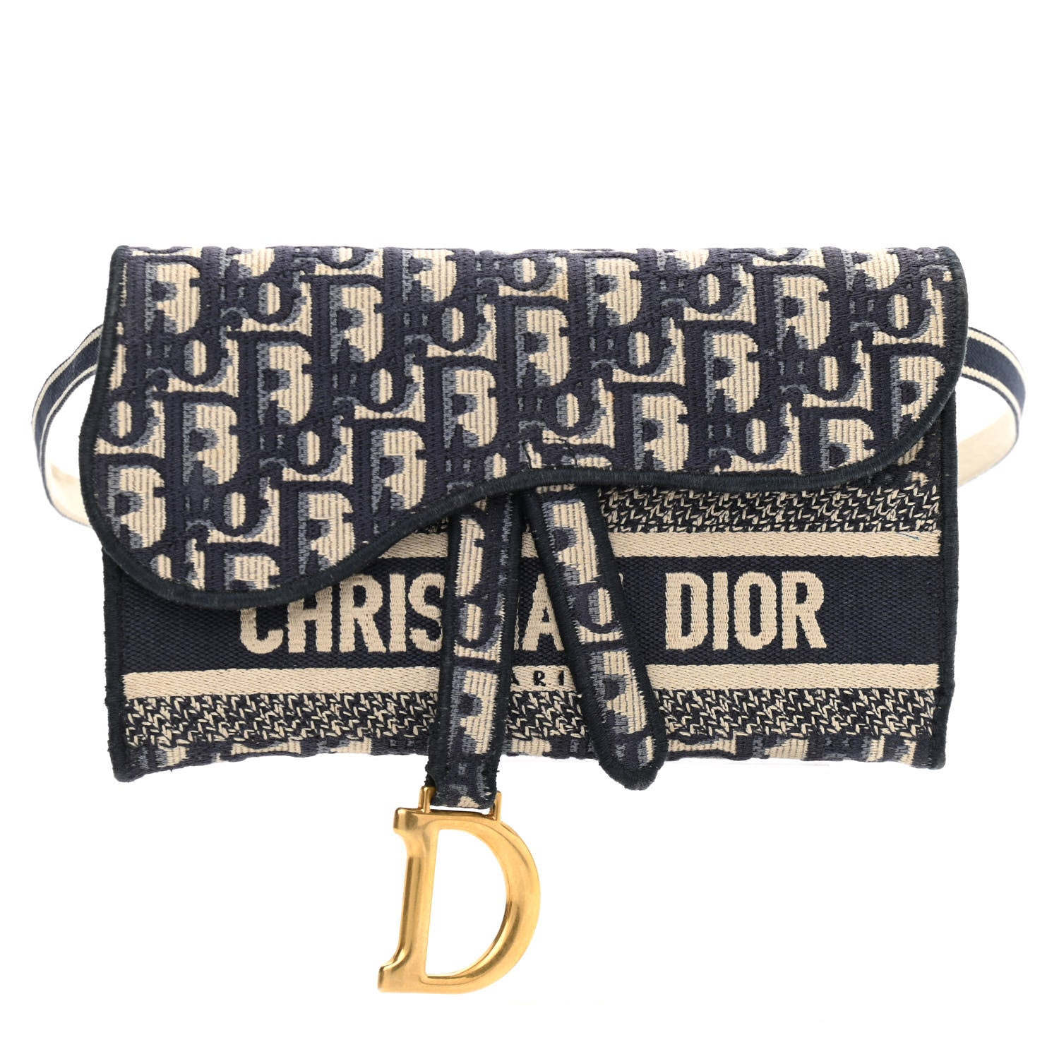 Christian Dior Oblique Slim Saddle Pouch Blue 1 of 11