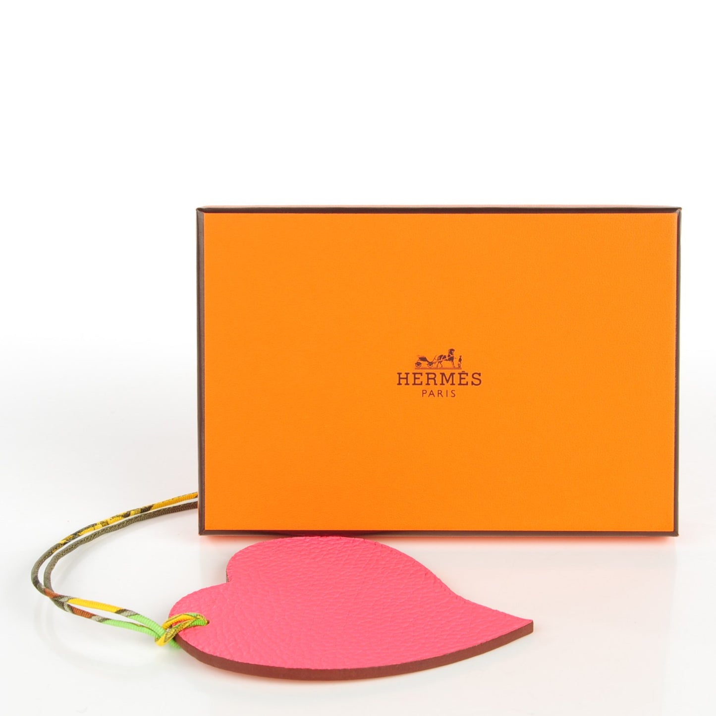 Togo Epsom Petit H Heart Bag Charm Rose Jaipur Feu