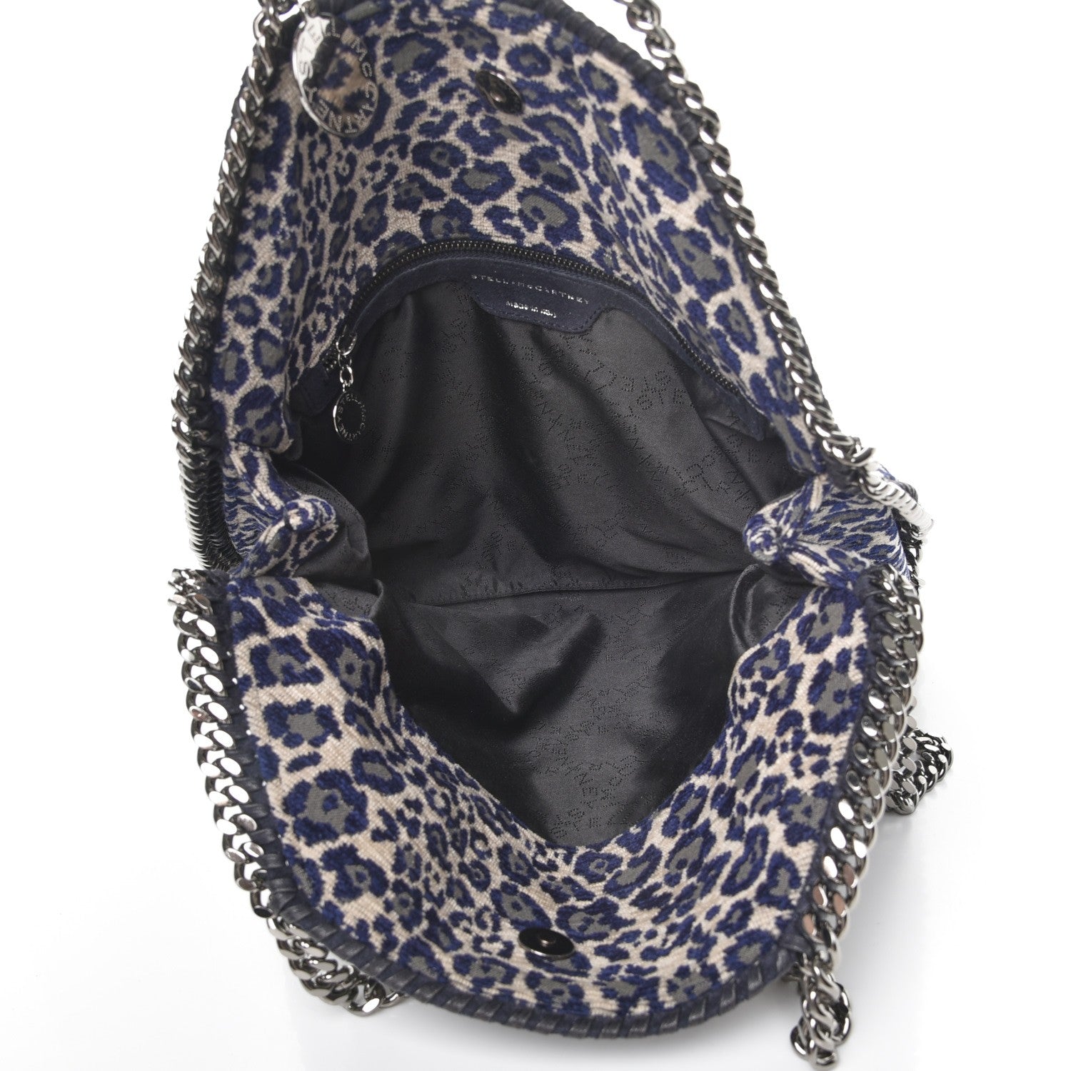 Stella McCartney Cotton Canvas Leopard Small Falabella Fold Over Tote Grey 5 of 7