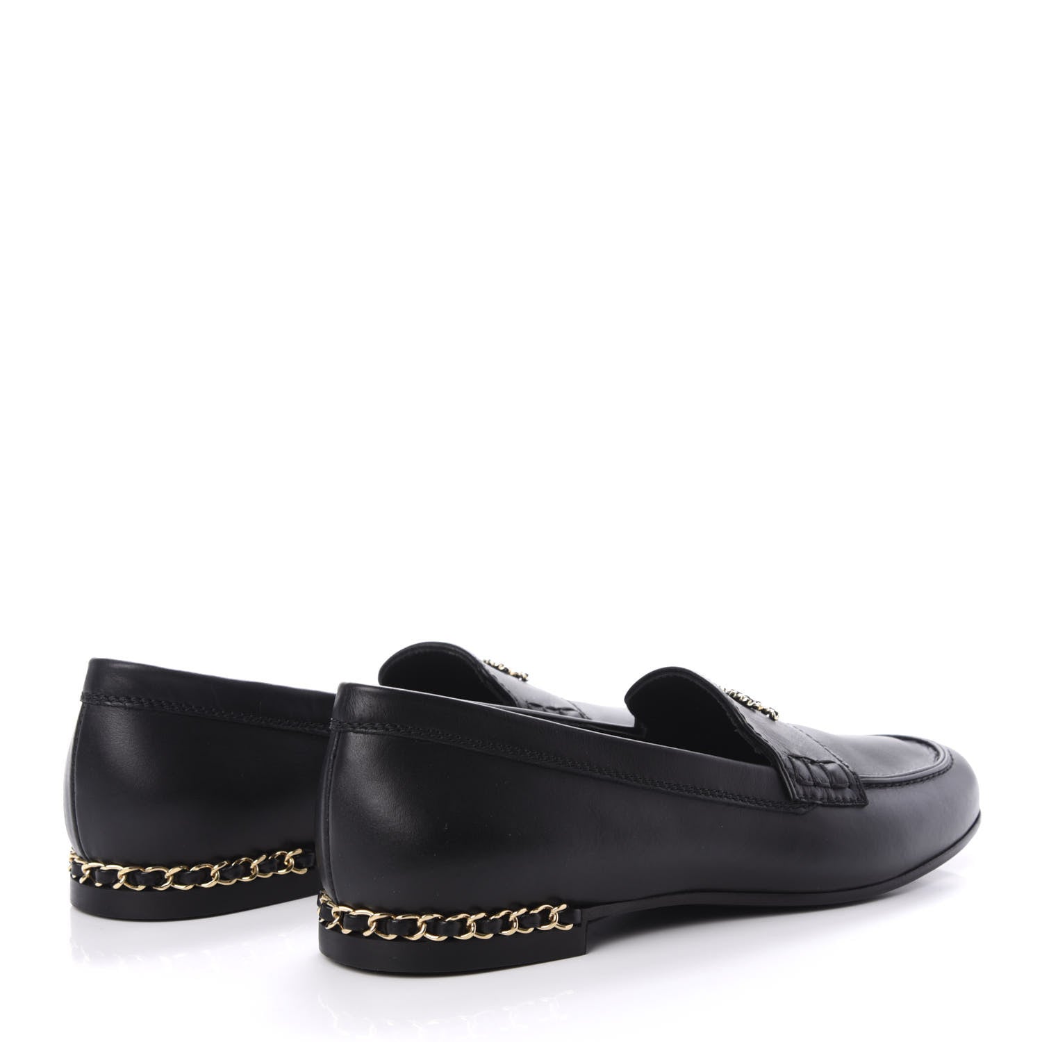 Chanel Calfskin CC Chain Mocassin Loafers 37.5 Black 4 of 9