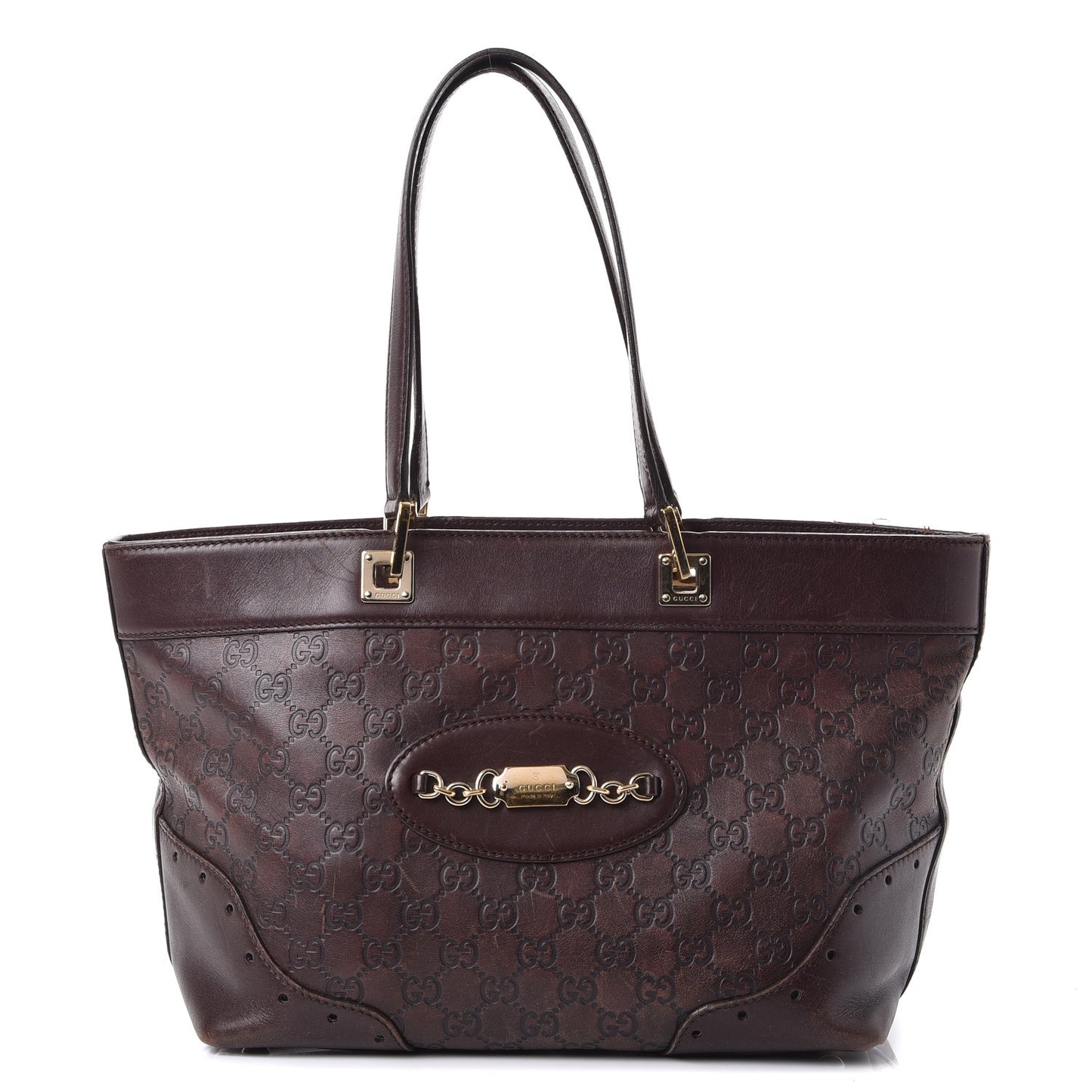 Guccissima Large Punch Tote Chocolate Brown
