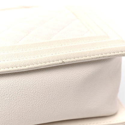 Chanel Caviar Quilted Medium Boy Flap White 14 of 15