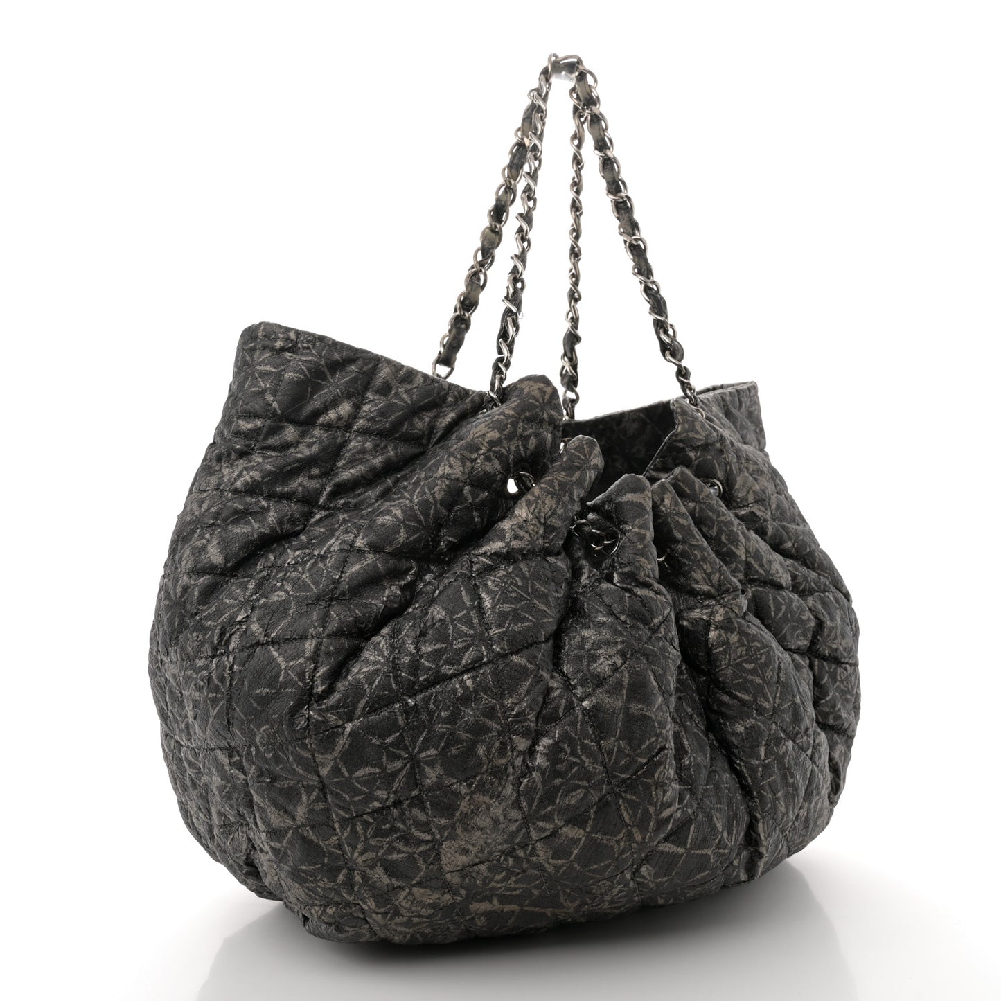 Nylon Printed Cabas Tote Black Gold