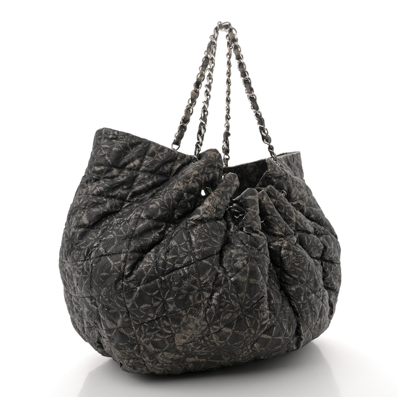 Chanel Nylon Printed Cabas Tote Black Gold 3 of 13