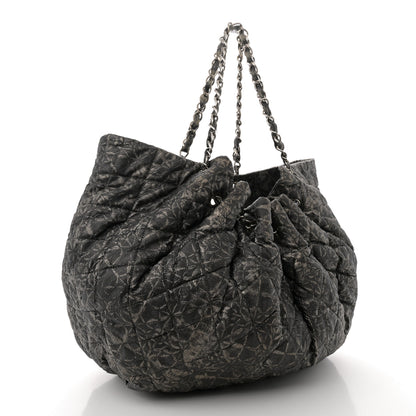 Chanel Nylon Printed Cabas Tote Black Gold 3 of 13