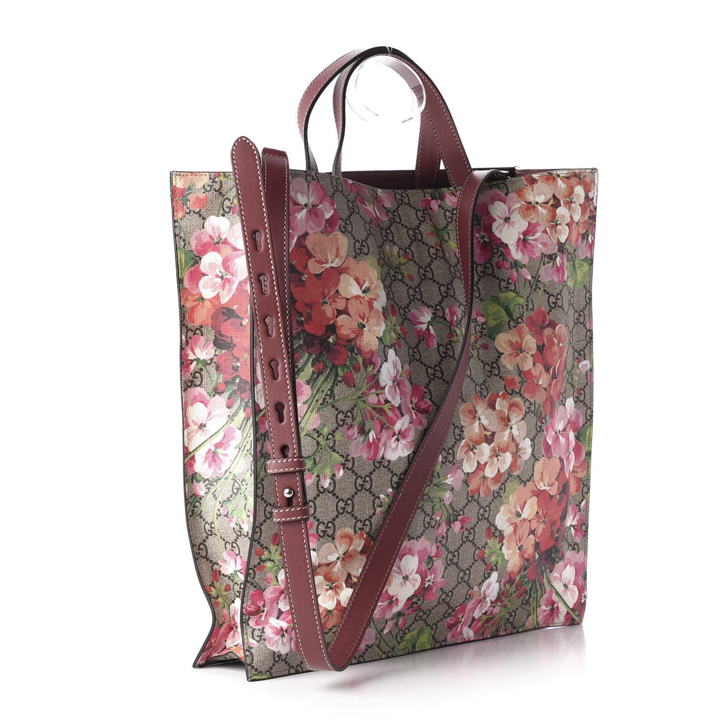 Soft GG Supreme Monogram Blooms Vertical Tote Beige Multicolor Dry Rose