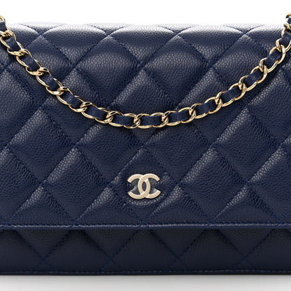 Chanel Caviar Quilted Wallet on Chain WOC Navy Blue 9 of 12