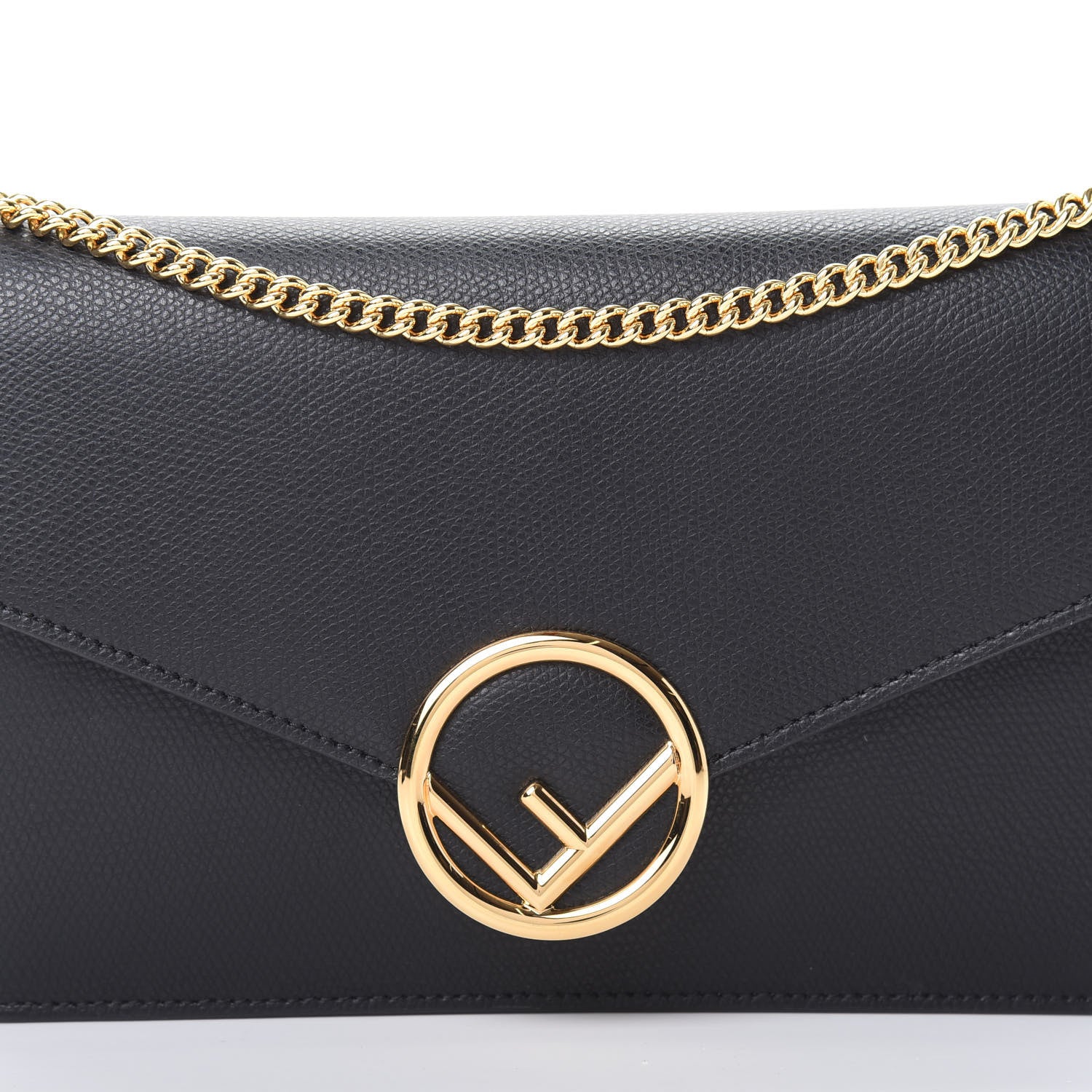 Fendi Vitello Cruise F is Fendi Medium Envelope Wallet on Chain Black 8 of 10
