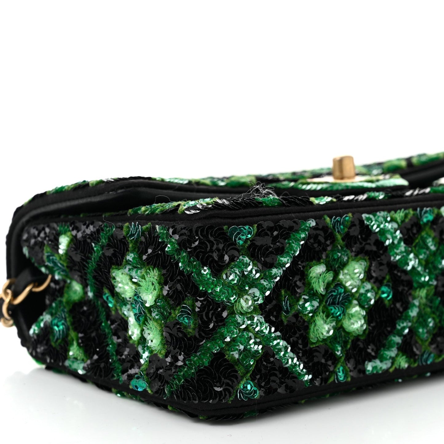 Sequin Mosaic Mini Rectangular Flap Green Black