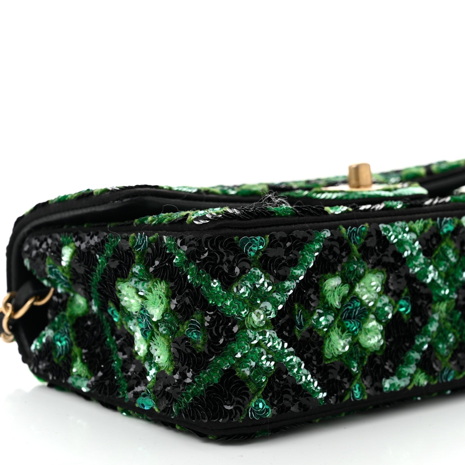 Chanel Sequin Mosaic Mini Rectangular Flap Green Black 9 of 11
