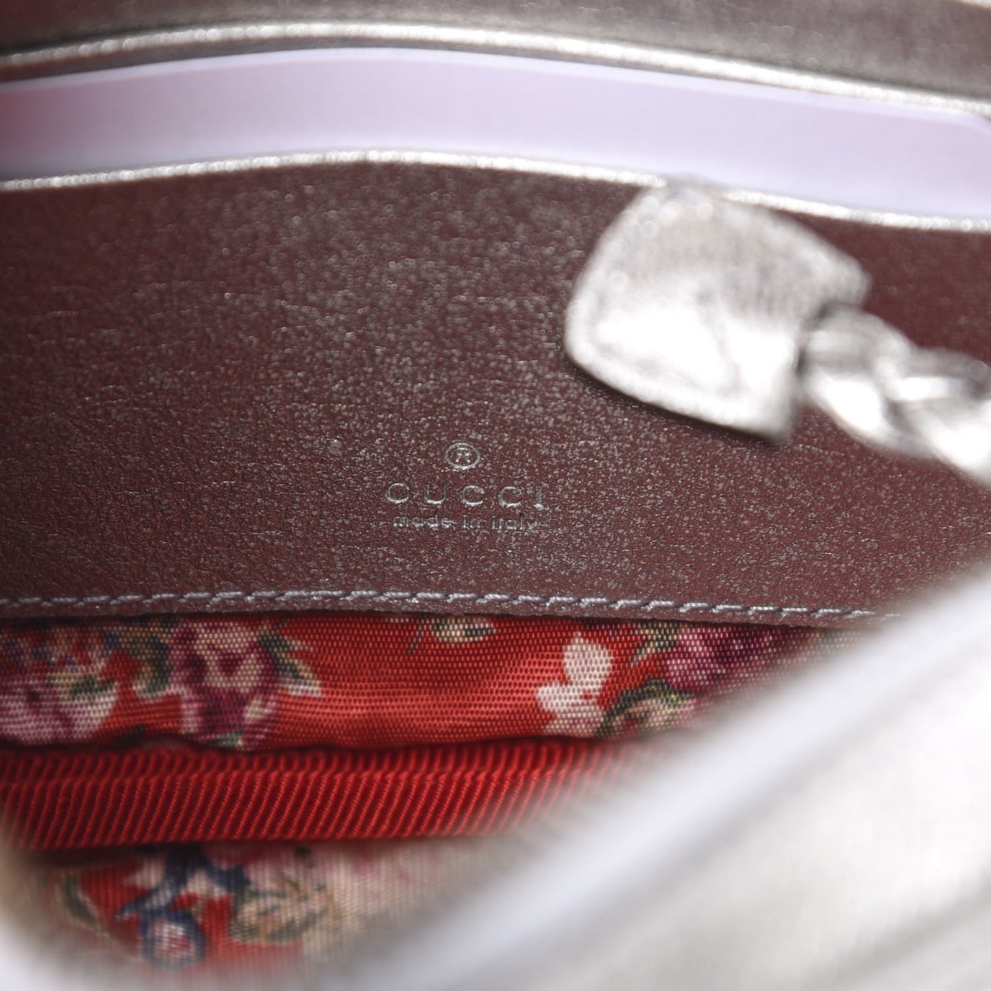 Laminated Nappa Web Trapuntata Mini GG Shoulder Bag Argento