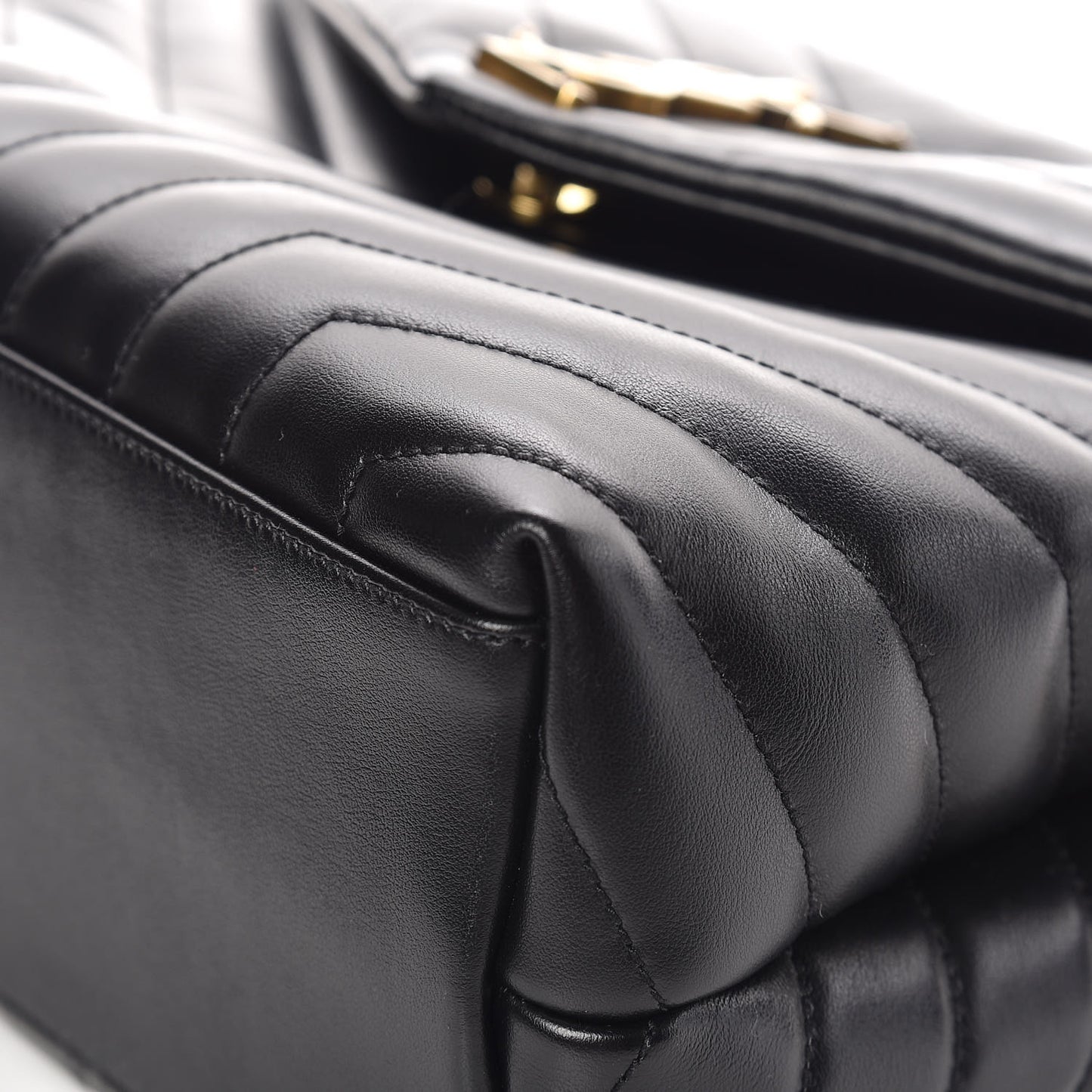 Calfskin Y Quilted Monogram Medium Loulou Chain Satchel Black