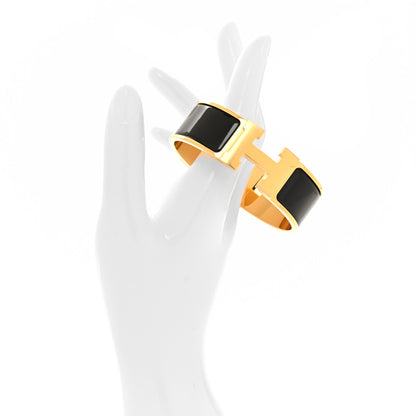 Hermes Enamel Wide Clic Clac H Bracelet GM Black 2 of 5