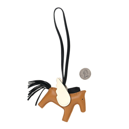 Hermes Milo Lambskin Grigri Rodeo Pegase Horse Bag Charm PM Sesame Black Nata 2 of 5