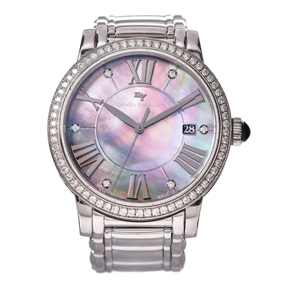 David Yurman Stainless Steel Diamond Bezel Mother of Pearl 38mm Classic Quartz Watch 1 of 9