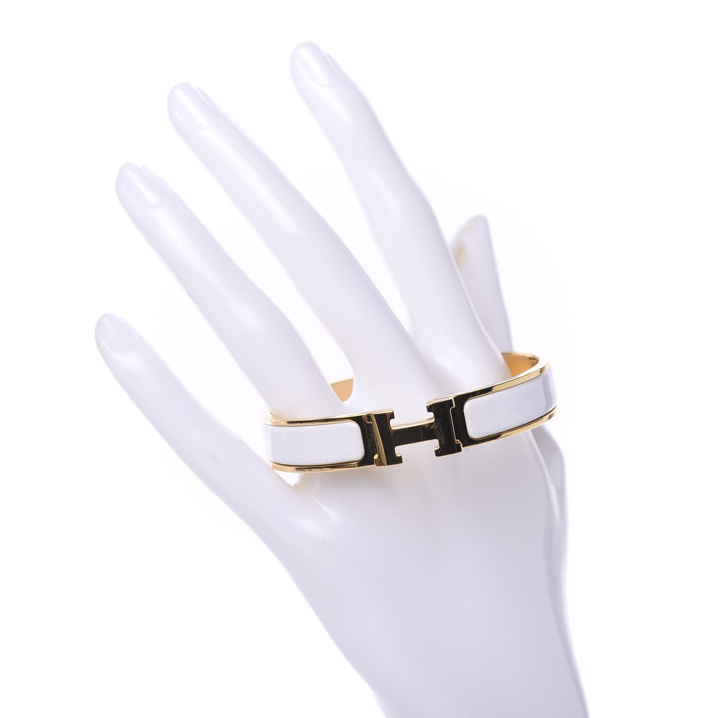 Enamel Narrow Clic Clac H Bracelet GM White