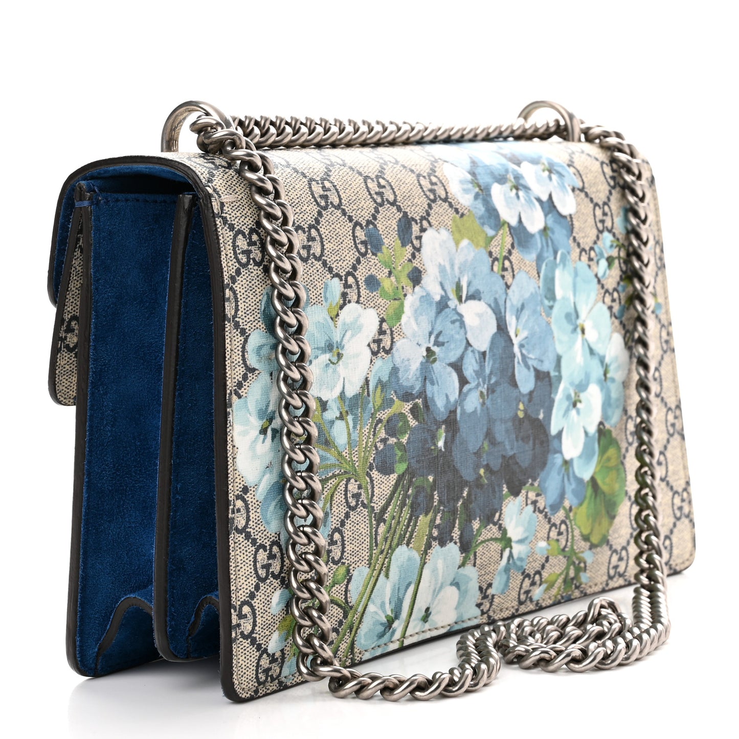 GG Supreme Monogram Blooms Small Dionysus Shoulder Bag Beige Navy Vintage Blue