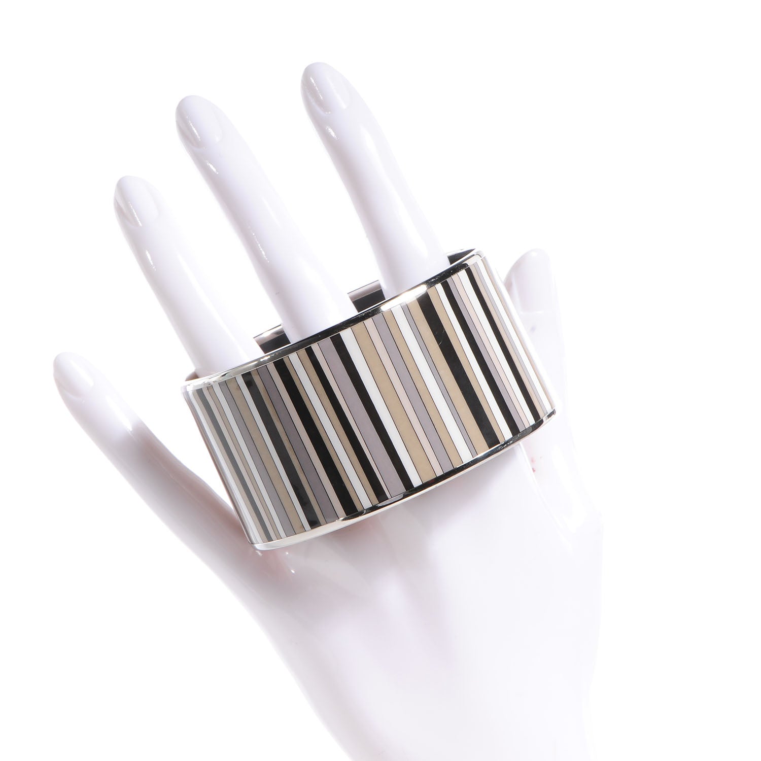 Hermes Enamel Printed Stripes Extra Wide Bracelet 70 2 of 6