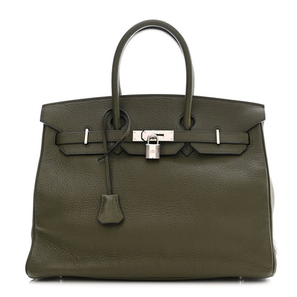 Hermes Taurillon Clemence Birkin 35 Vert Olive 1 of 16
