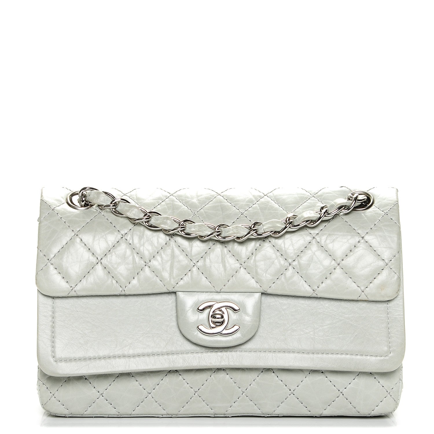 Chanel Aged Calfskin Quilted Medium Double Flap Light Green 1 of 7