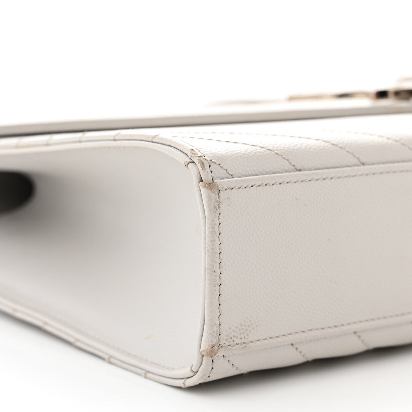 Grain De Poudre Matelasse Chevron Large Monogram Satchel Gris Perle
