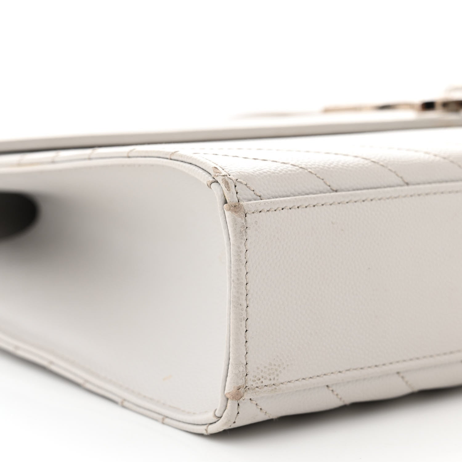 Saint Laurent Grain De Poudre Matelasse Chevron Large Monogram Satchel Gris Perle 9 of 11