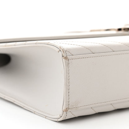 Saint Laurent Grain De Poudre Matelasse Chevron Large Monogram Satchel Gris Perle 9 of 11