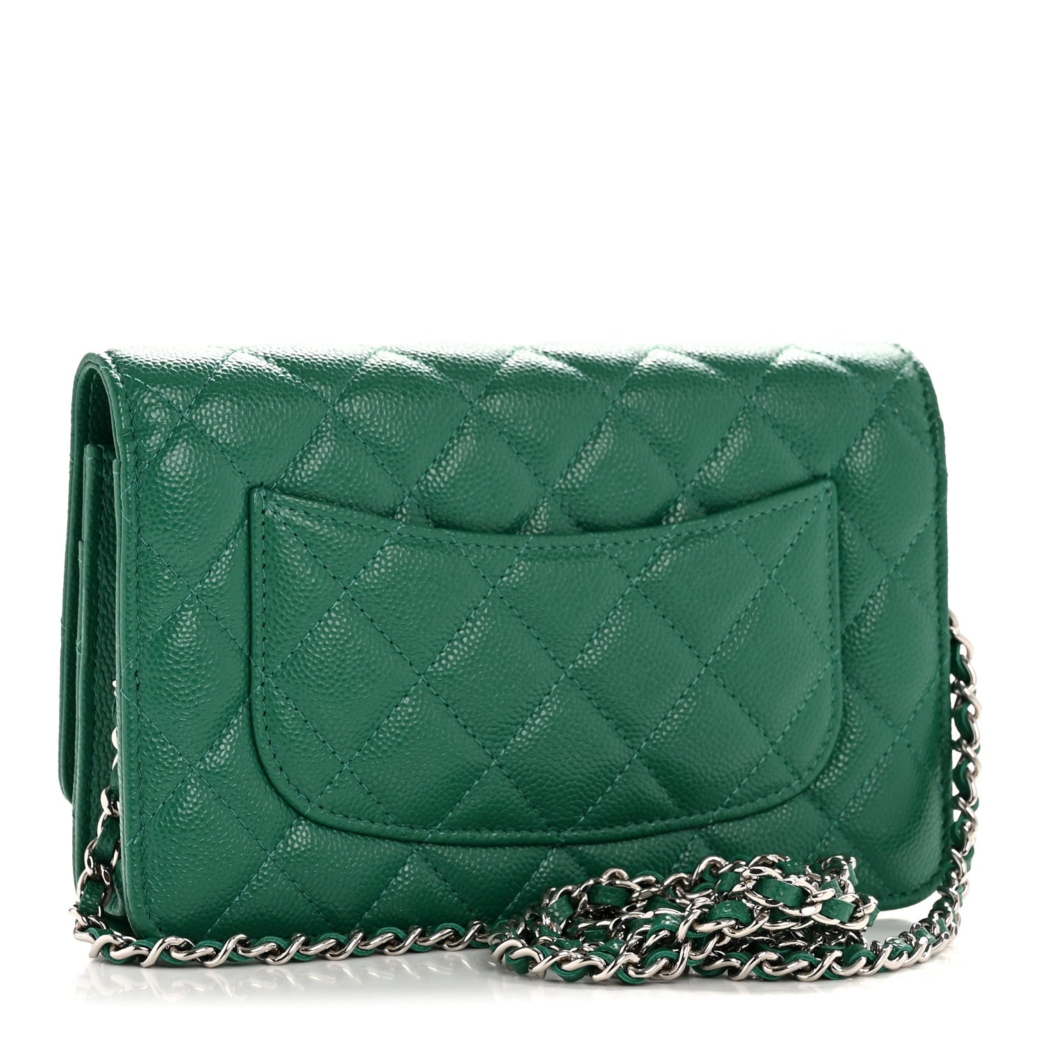 Chanel Caviar Quilted Wallet On Chain WOC Green 3 of 12
