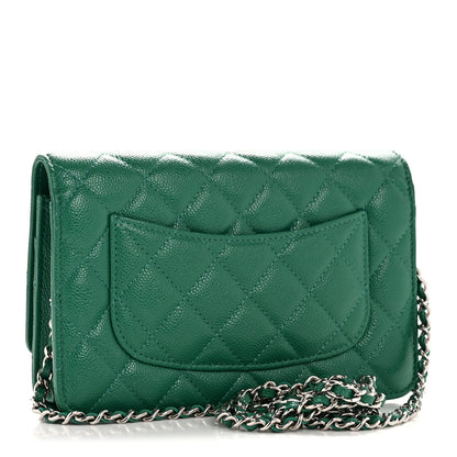 Chanel Caviar Quilted Wallet On Chain WOC Green 3 of 12