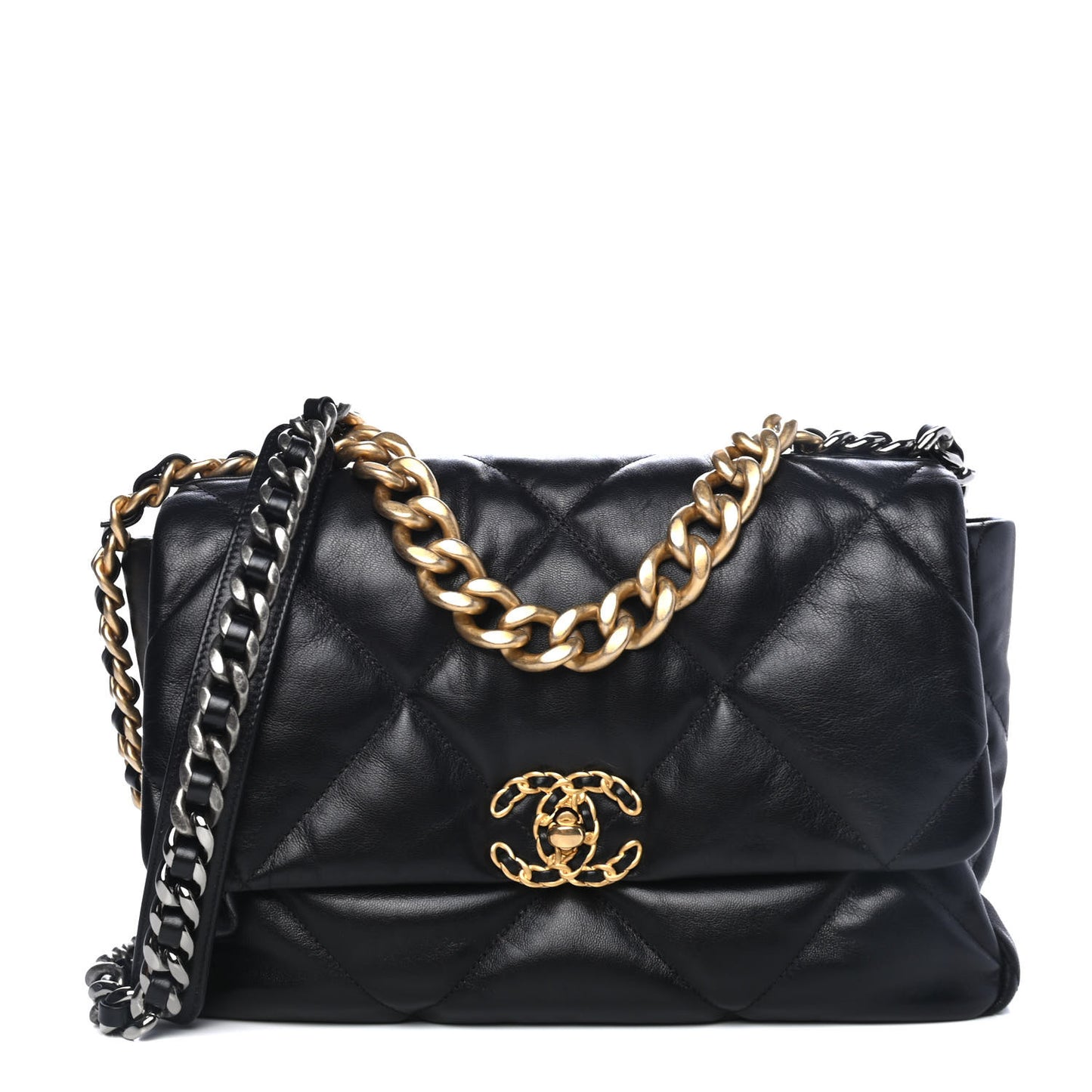 Goatskin Quilted Large Chanel 19 Flap Black