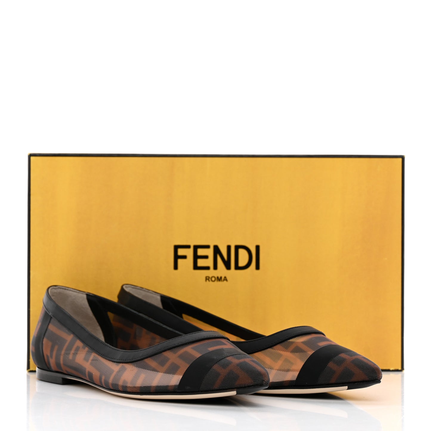 Mesh FF Skimmer Ballerina Flats 37 Tobacco Moro Black