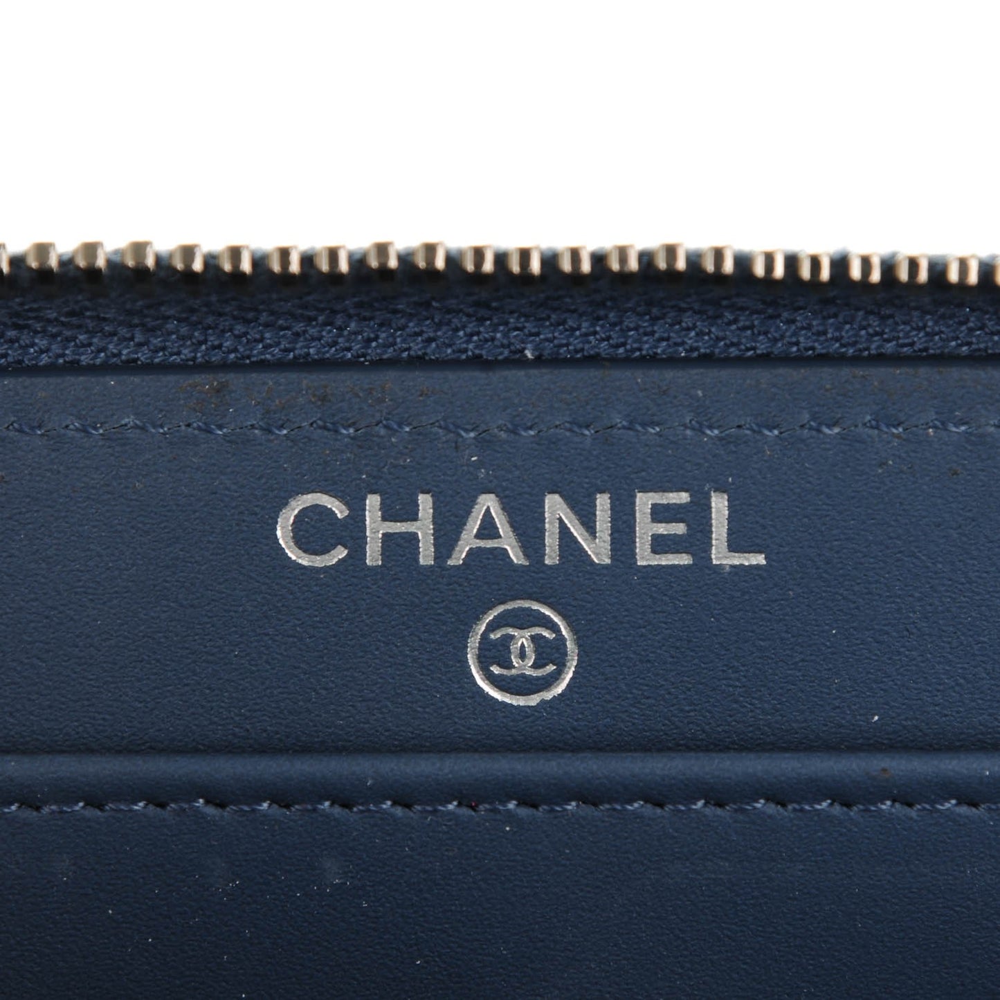 Caviar Quilted Large Gusset Zip Around Wallet Blue