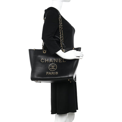 Chanel Caviar Small Studded Deauville Tote Black 2 of 12