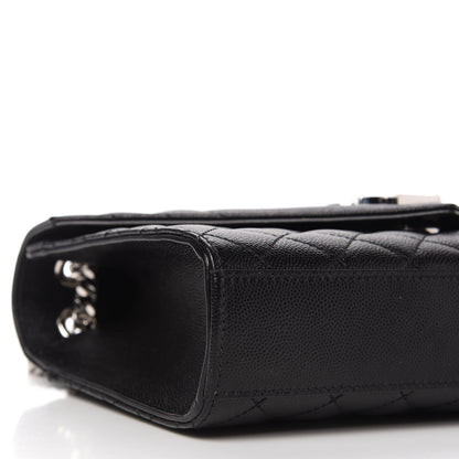 Saint Laurent Grain De Poudre Textured Mixed Matelasse Triquilt Medium Monogram Satchel Black 6 of 10