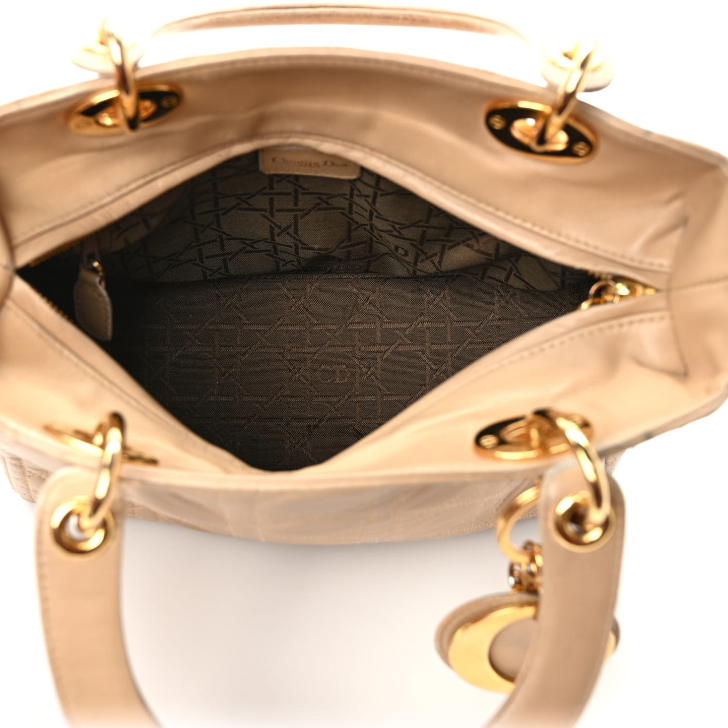 Lambskin Cannage Medium Lady Dior Beige
